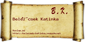 Belácsek Katinka névjegykártya